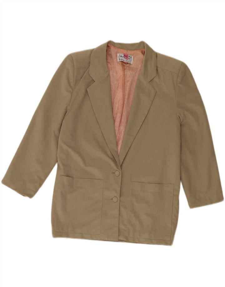 MARY ANNE Womens Oversized 2 Button Blazer Jacket UK 14 Medium Beige