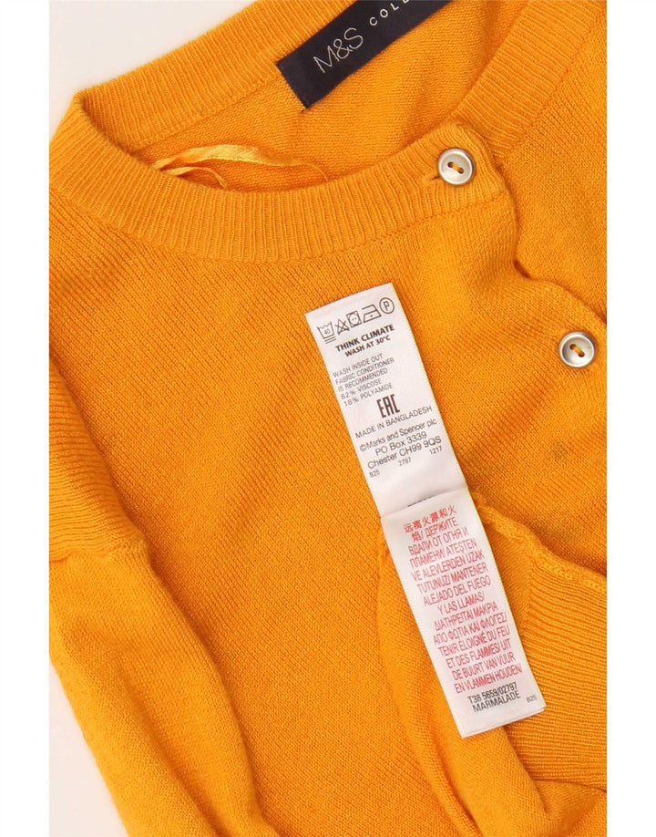 Marks & Spencer Womens Regular Fit Cardigan Sweater UK 12 Medium Yellow