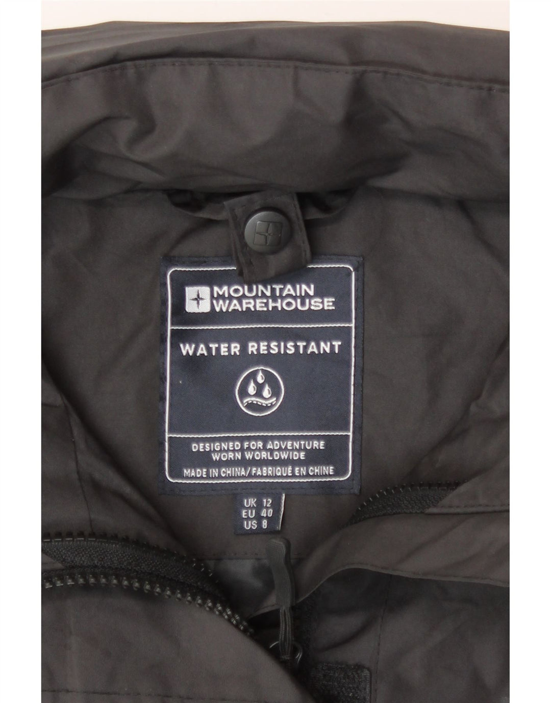 Mountain Warehouse Dame Regnjakke med hætte UK 12 Medium Sort Polyamid
