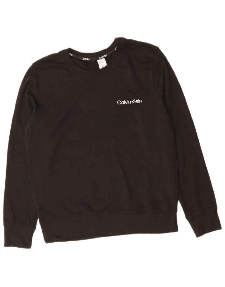 CALVIN KLEIN Dame Sweatshirt Jumper UK 14 Medium Sort Bomuld