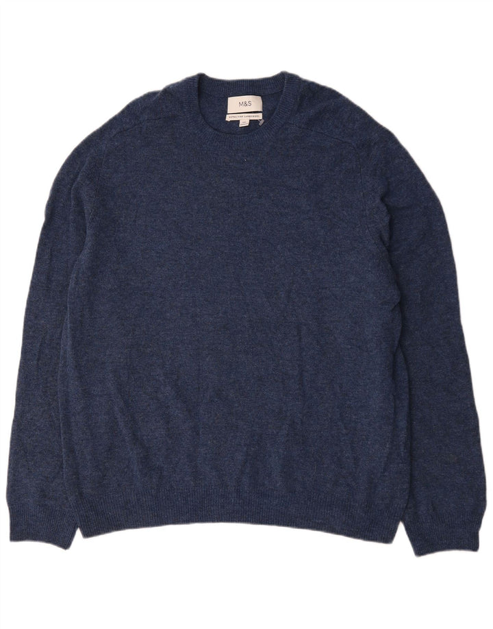 Marks & Spencer Herre sweater med rund hals 2XL Navy Blue Flecked