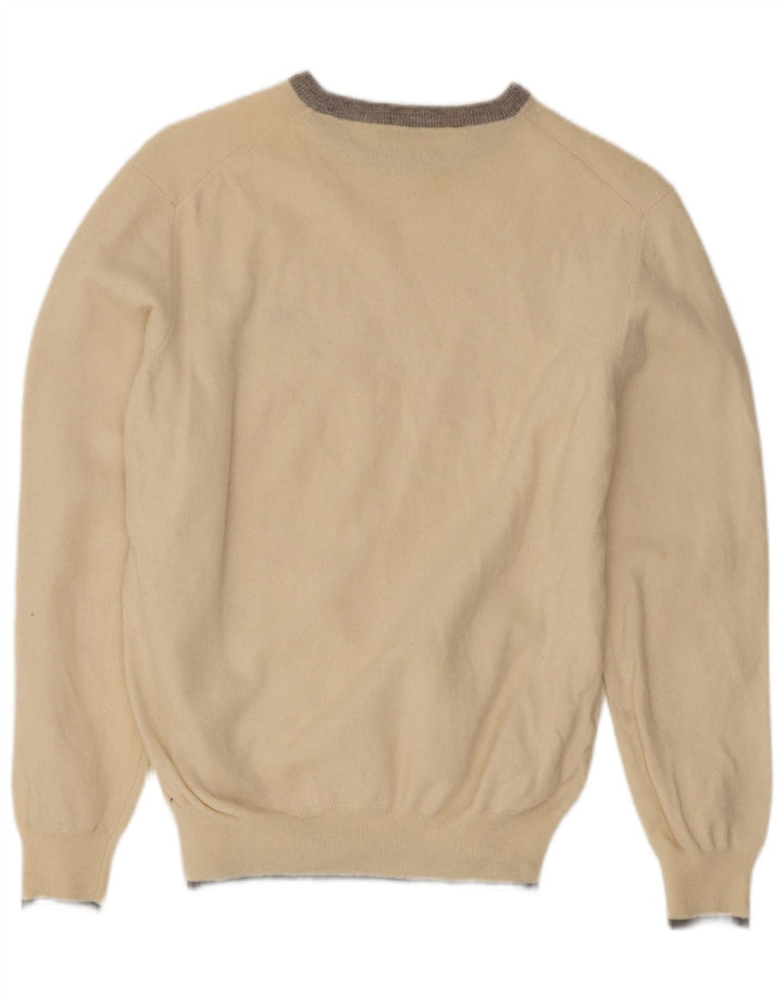 Brooksfield Herre Boat Neck Jumper Sweater IT 52 Large Off White Virgin Wool