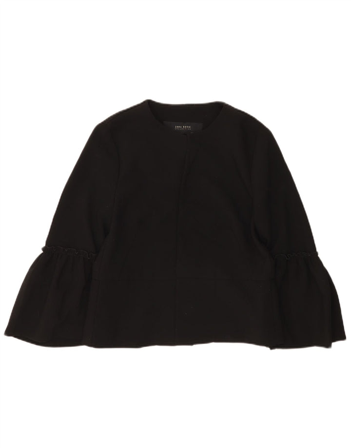 Zara Dame Langærmet Cardigan Top UK 12 Medium Sort