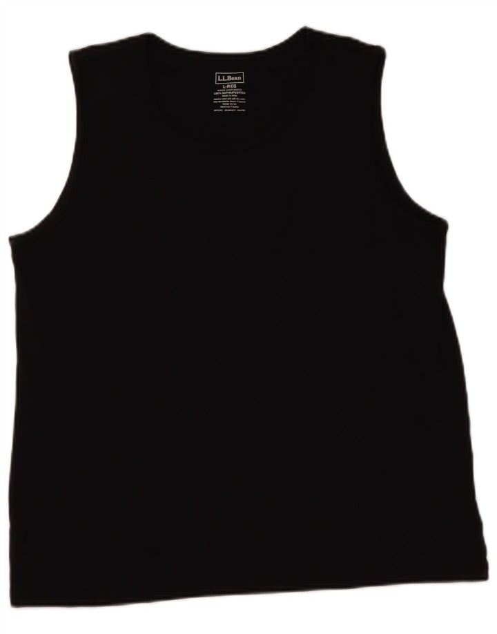L.L.BEAN Damevest Top UK 14 Stor Sort Bomuld