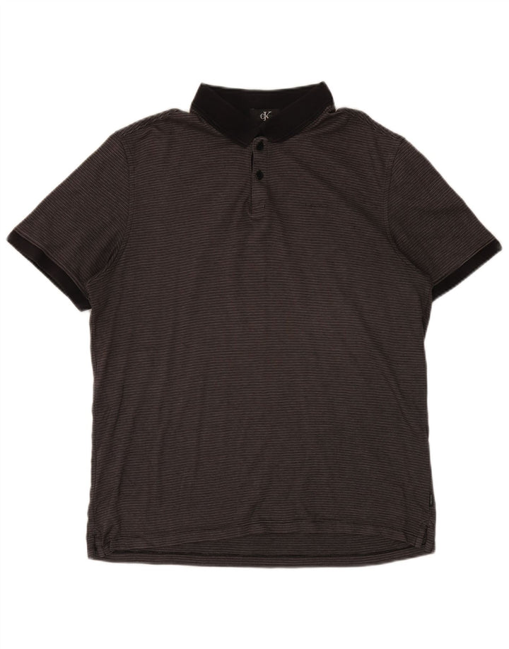 CALVIN KLEIN Poloskjorte til mænd mellemgrå nålestribet bomuld