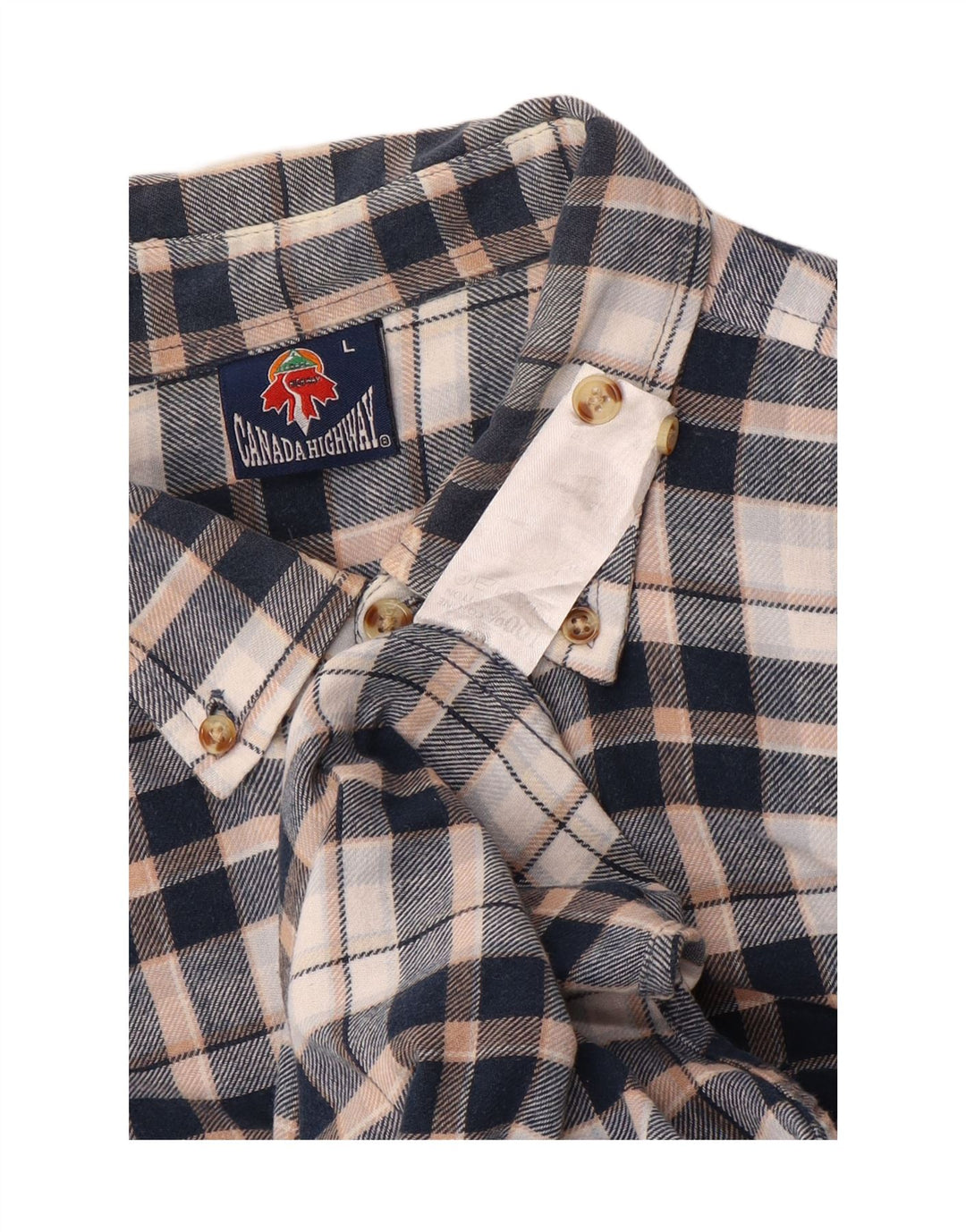 Vintage flannelskjorte til mænd, stor marineblå ternet bomuld