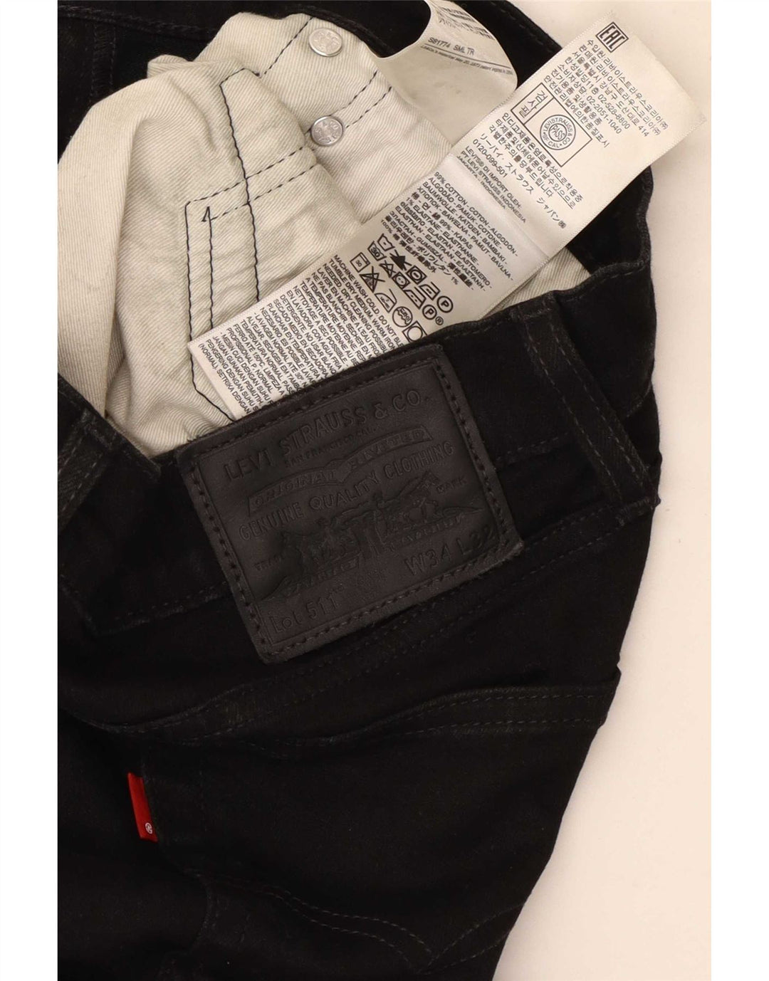 Levi's Herre 511 Slim Jeans W34 L32 Sort Bomuld