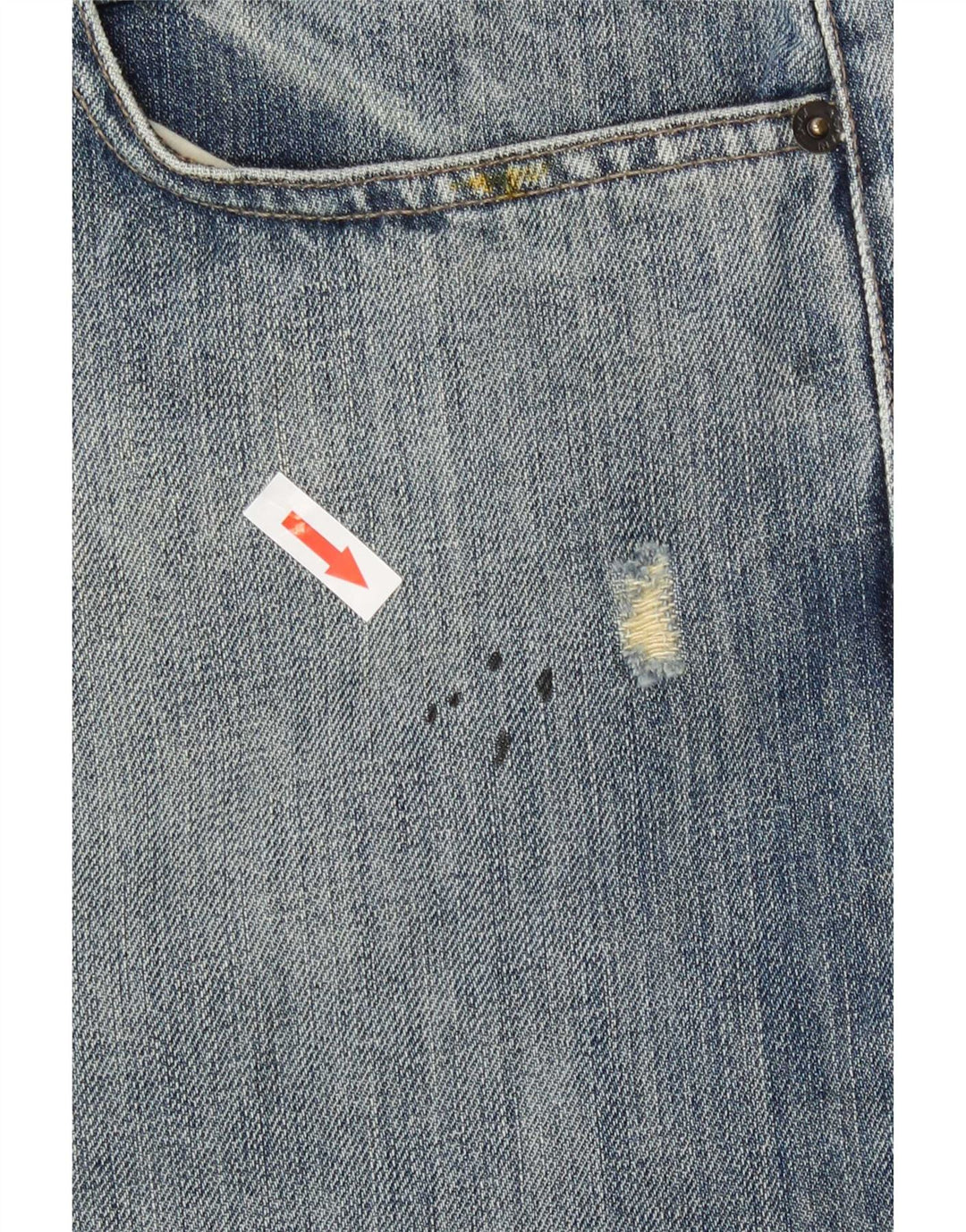 Armani Herre Distressed Straight Jeans W36 L30 Blå Bomuld