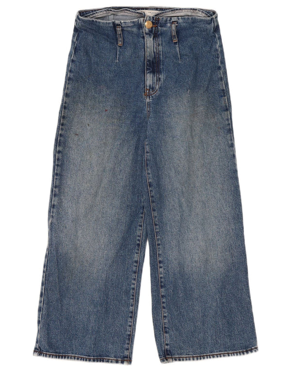 Zara Womens Crop Wide Leg Jeans EU 40 Medium W30 L23 Blå