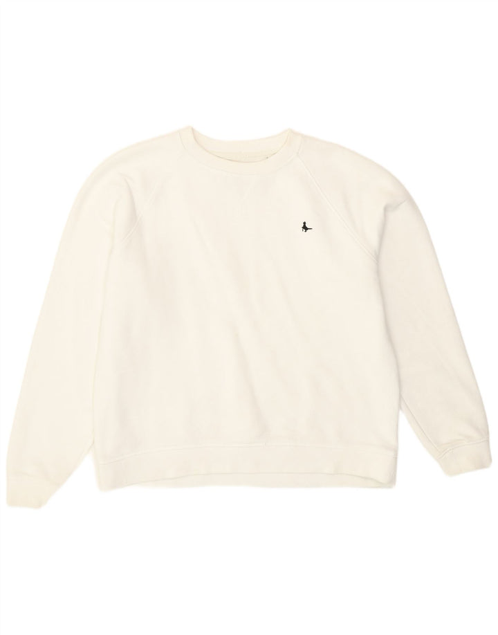 Jack Wills Dame Sweatshirt Jumper UK 14 Stor Hvid Bomuld