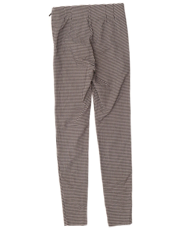 Zara Womens Skinny Casual Trousers Small W26 L28 Black Gingham Viscose