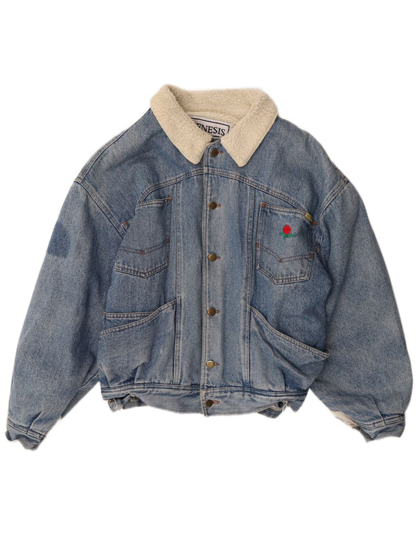 Vintage Sherpa denimjakke til mænd mellemblå