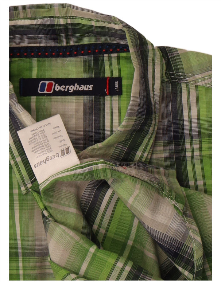 Berghaus Kortærmet Herreskjorte Stor grøn ternet polyester