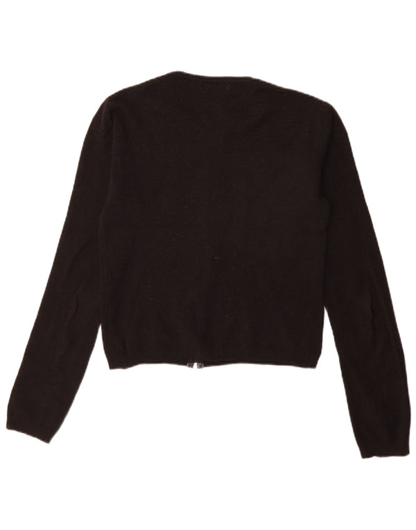 Benetton Womens Cardigan Sweater med fuld lynlås UK 10 Small Black Acryl