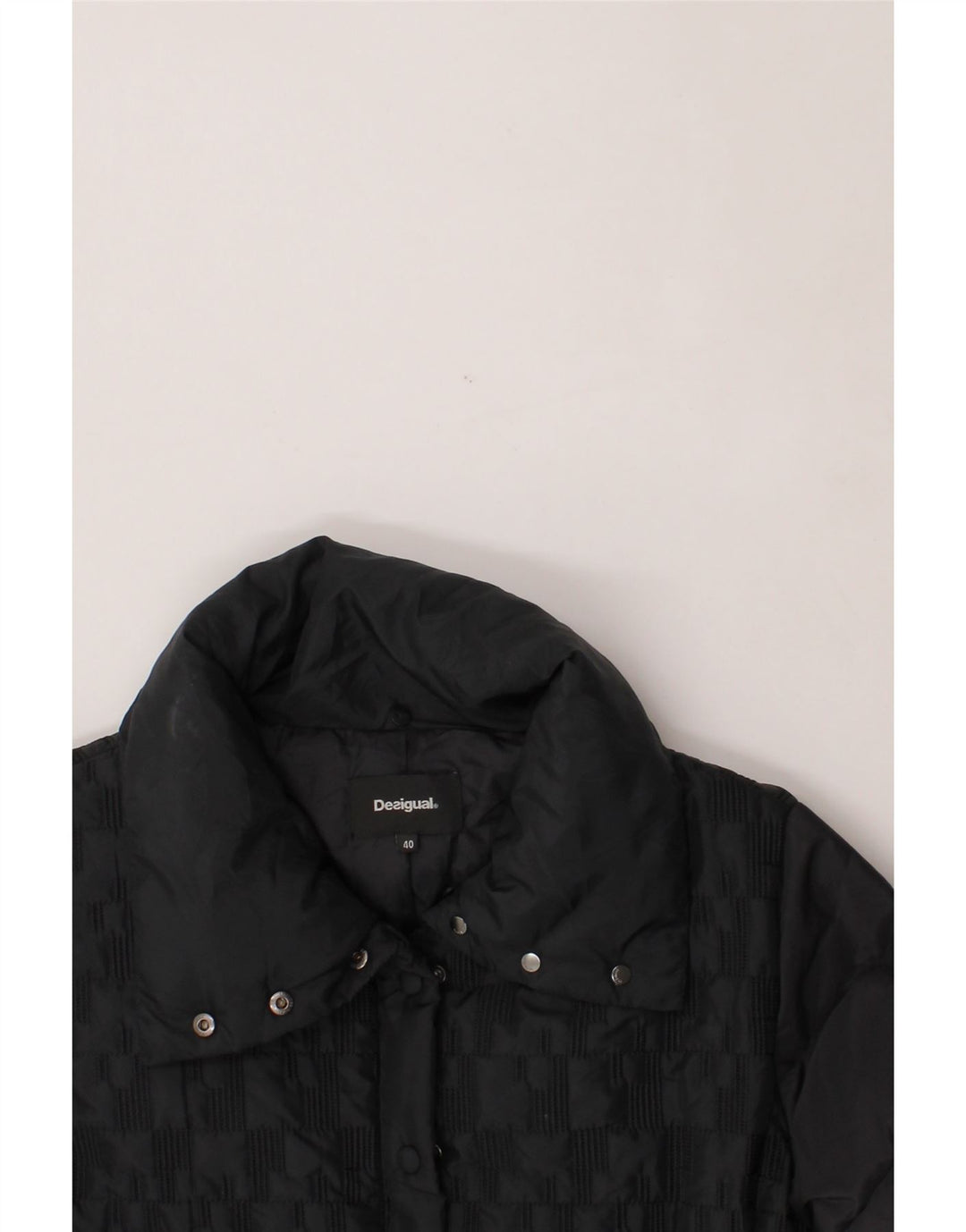 DESIGUAL Womens Padded Jacket EU 40 Medium Black Patchwork Polyester Vintage Desigual and Second-Hand Desigual from Messina Hembry 