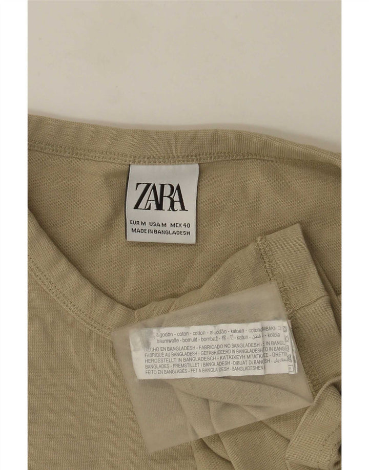 Zara Herre T-shirt Top Medium Beige Bomuld