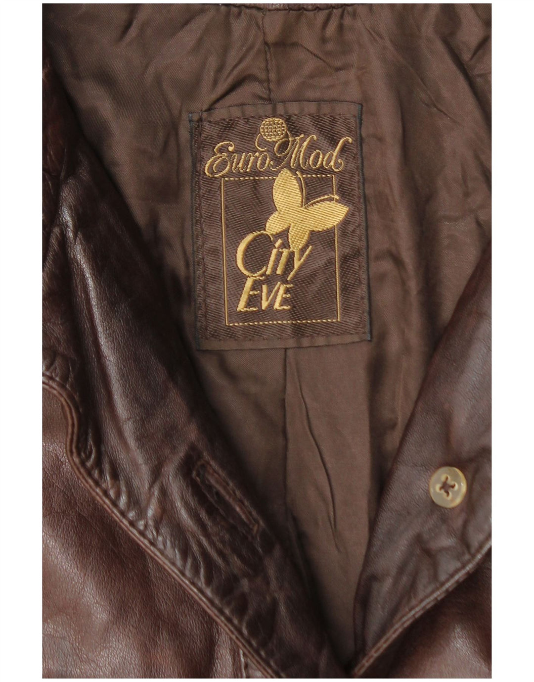 VINTAGE Læderfrakke til kvinder UK 14 Medium Brun