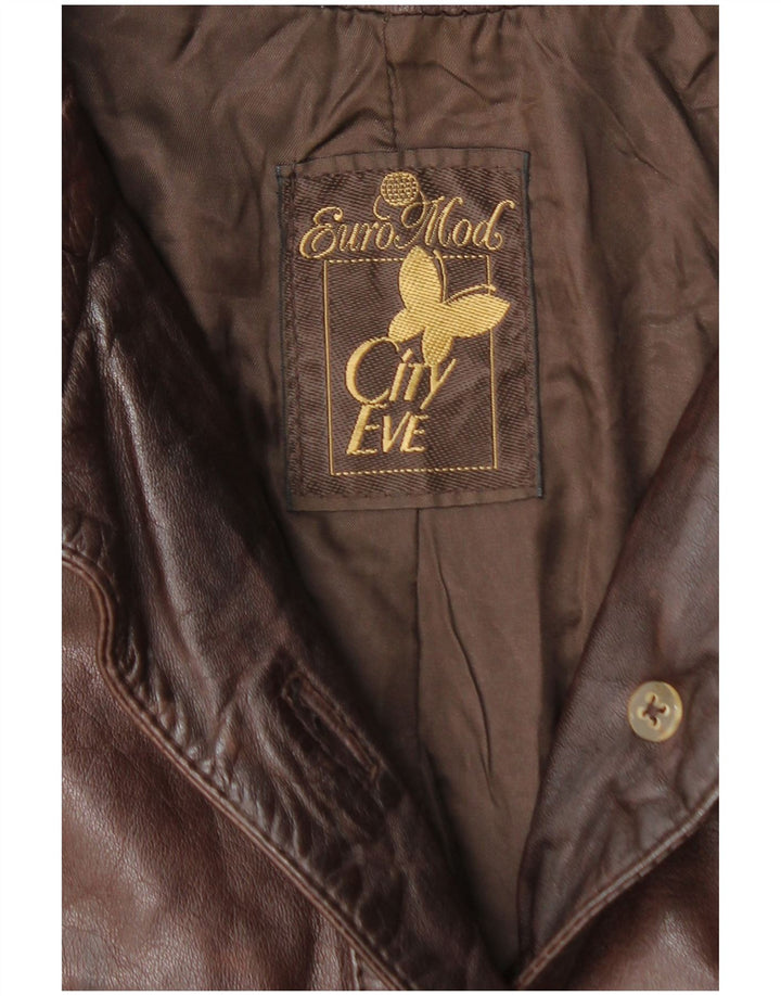 VINTAGE Læderfrakke til kvinder UK 14 Medium Brun