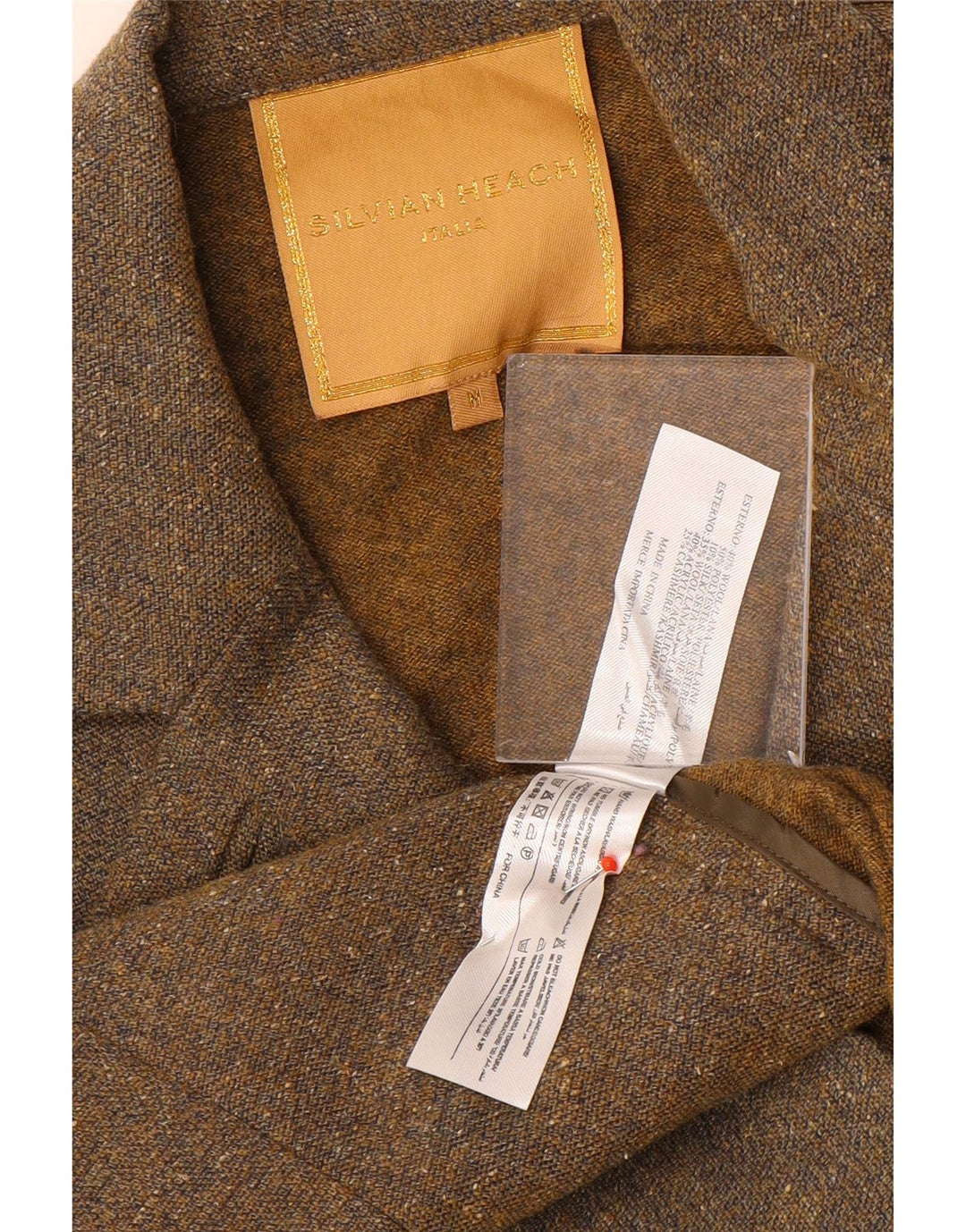 Silvian Heach Damestrik blazerjakke UK 12 Medium Brown Colourblock