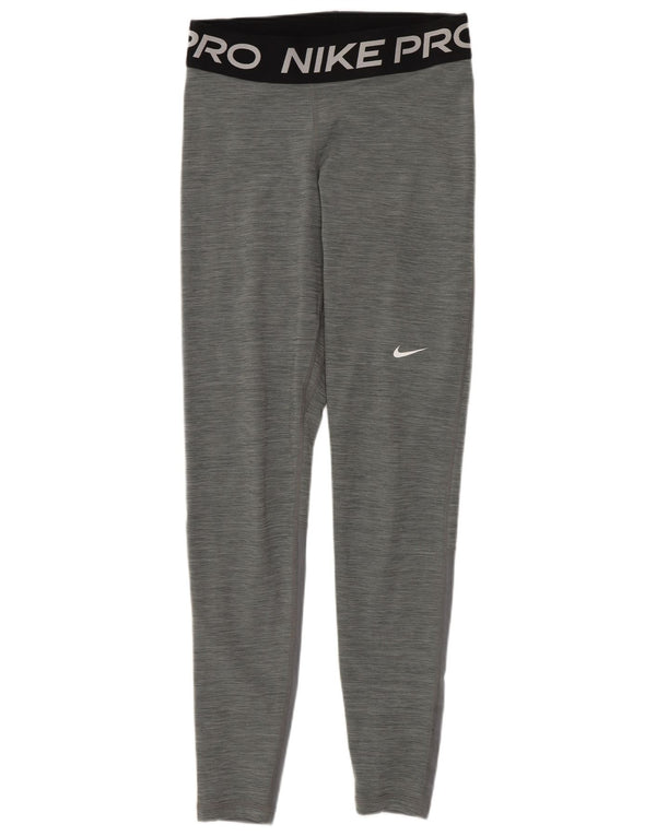 Nike Dame Dri Fit Grafiske Leggings UK 10 Small Grey Colourblock