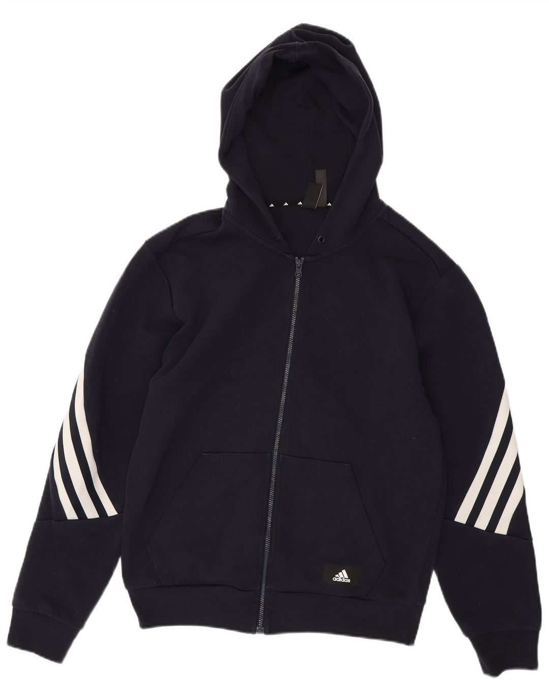 ADIDAS Mens Zip Hoodie Sweater Small Navy Blue Cotton