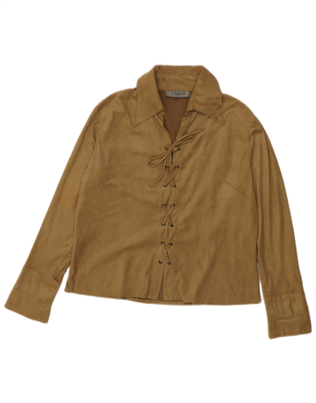 Vintage Dame Pullover Shirt Bluse UK 14 Medium Brun Polyester