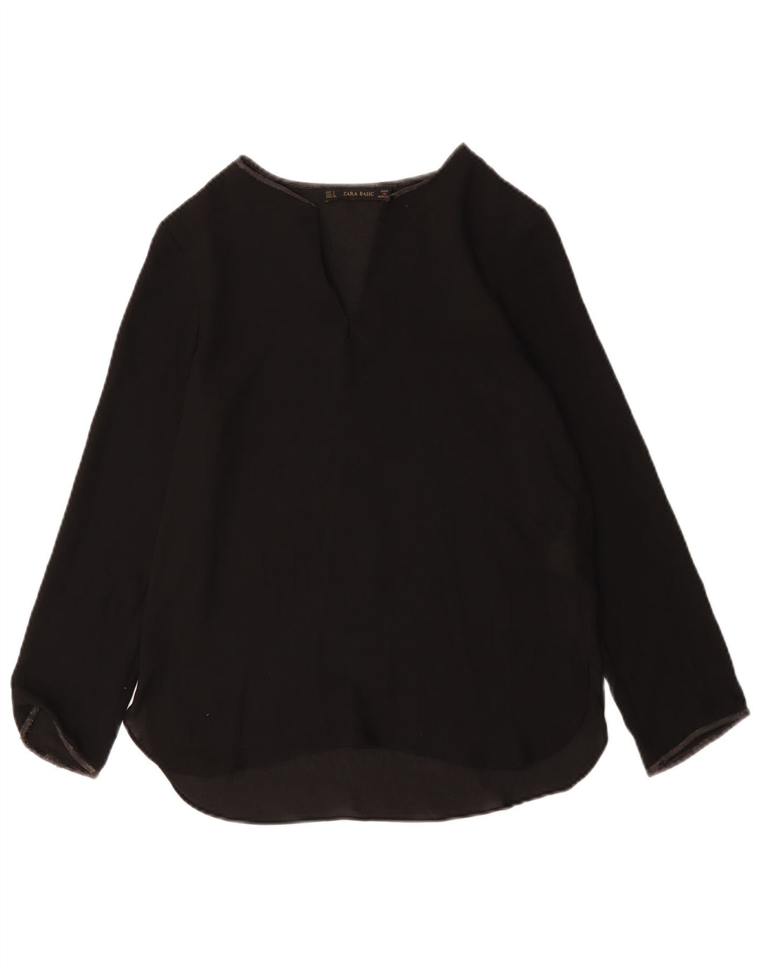 Zara Dametop Langærmet UK 10 Lille Sort Polyester