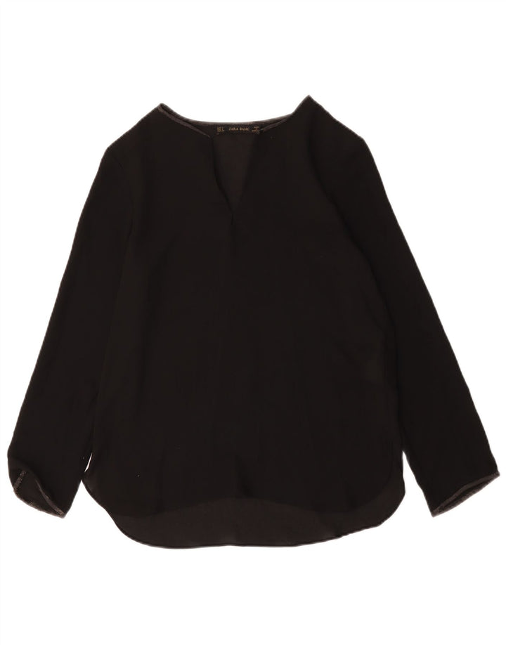Zara Dametop Langærmet UK 10 Lille Sort Polyester
