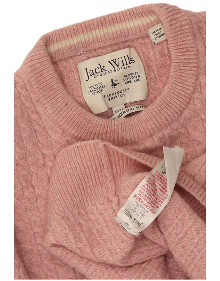 JACK WILLS Dame Boat Neck Jumper Sweater UK 14 Large Pink Wool