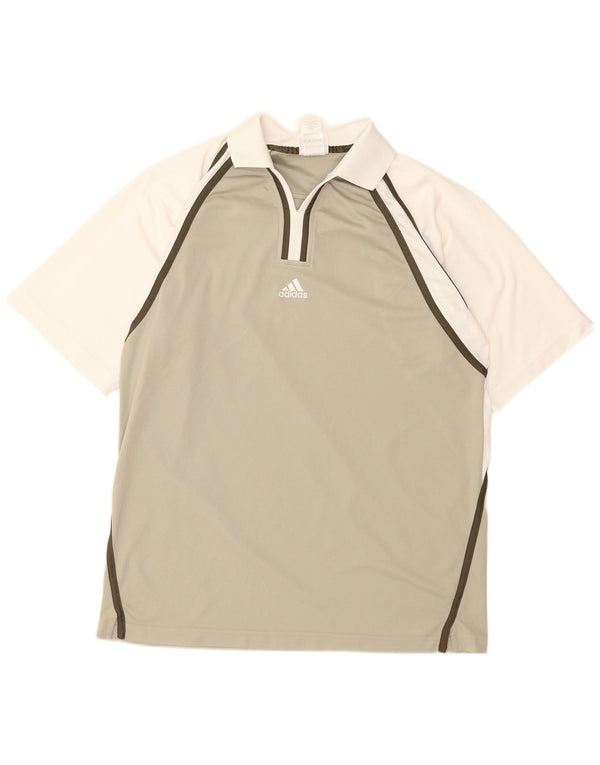 Adidas Polo Shirt til mænd UK 42/44 Large Green Colourblock Polyester