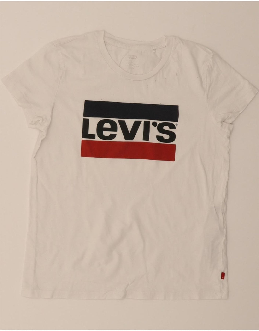 LEVI'S Womens Graphic T-Shirt Top UK 10 Small White Cotton Vintage Levi's and Second-Hand Levi's from Messina Hembry 