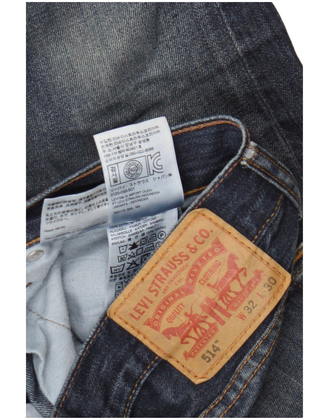 Levi's Herre 514 Straight Jeans W32 L30 Marineblå Bomuld
