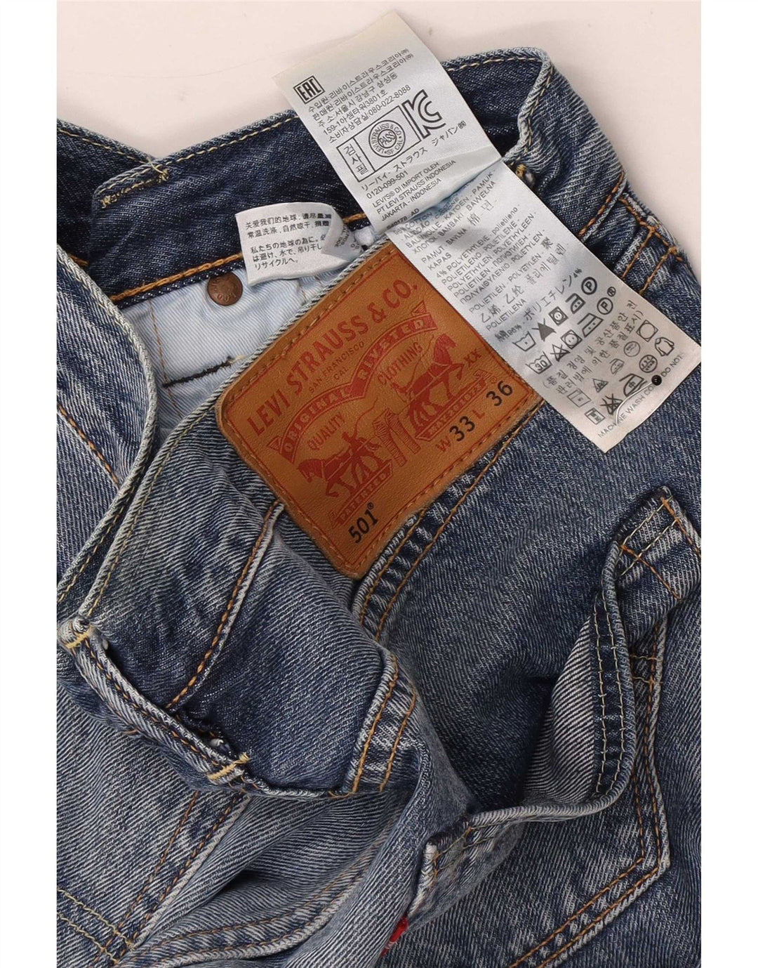 Levi's Herre 501 Straight Jeans W33 L30 Blå Bomuld