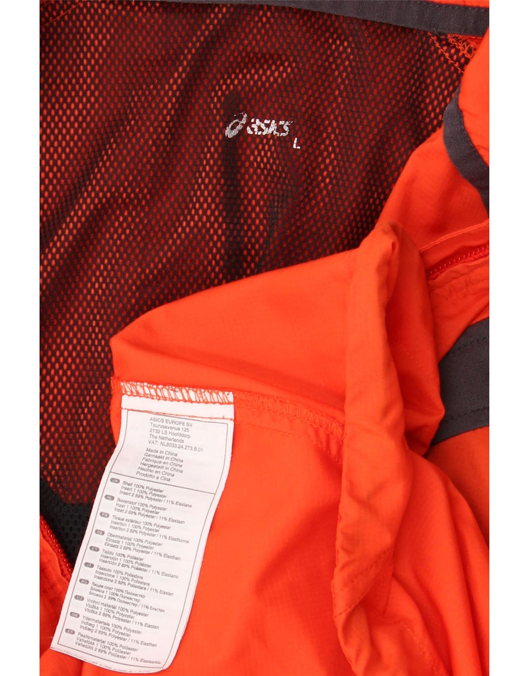 ASICS Regnjakke til mænd UK 40 Large Orange Colourblock Polyester