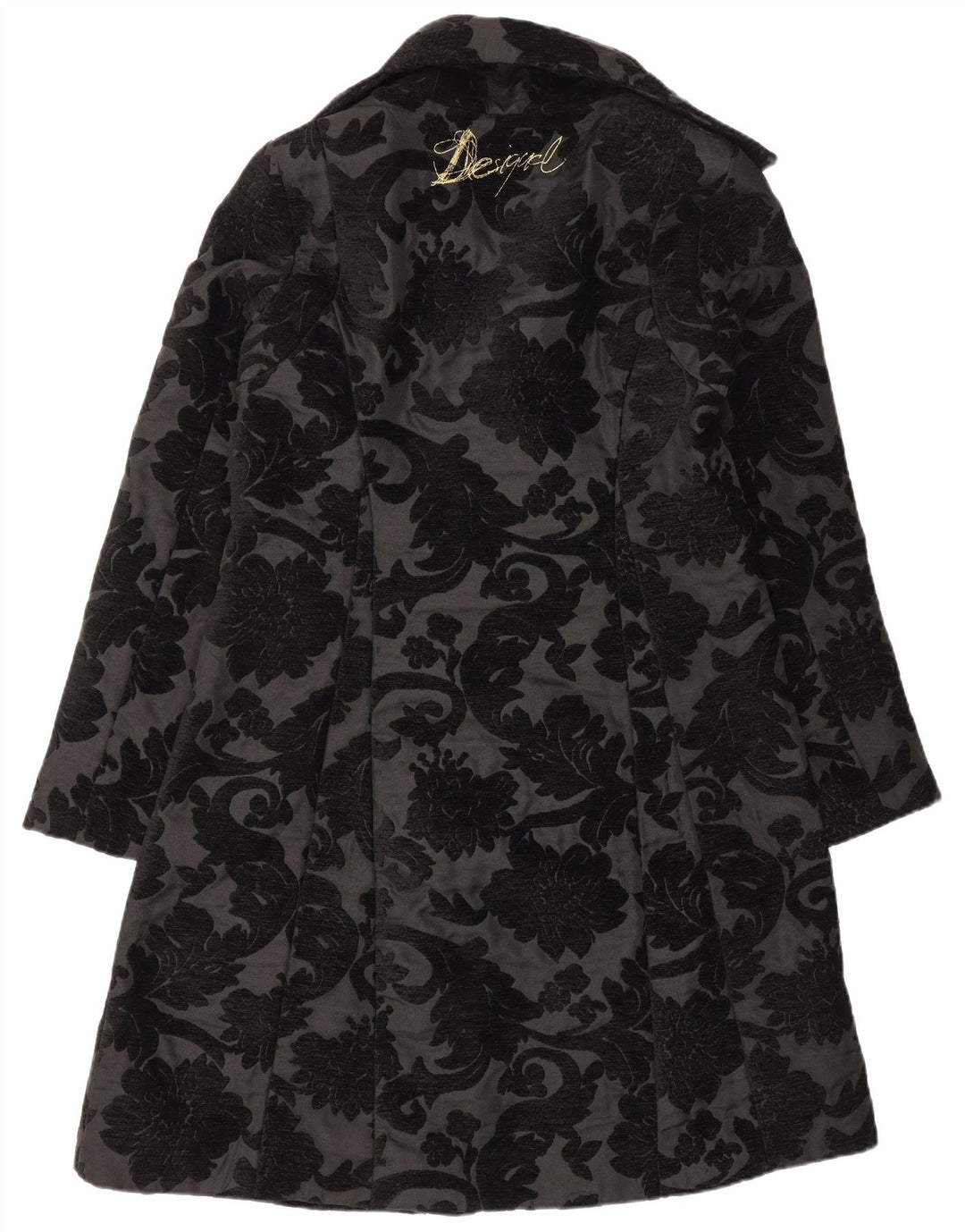 Desigual Womens Regular Fit Overfrakke EU 42 Large Black Floral Modern