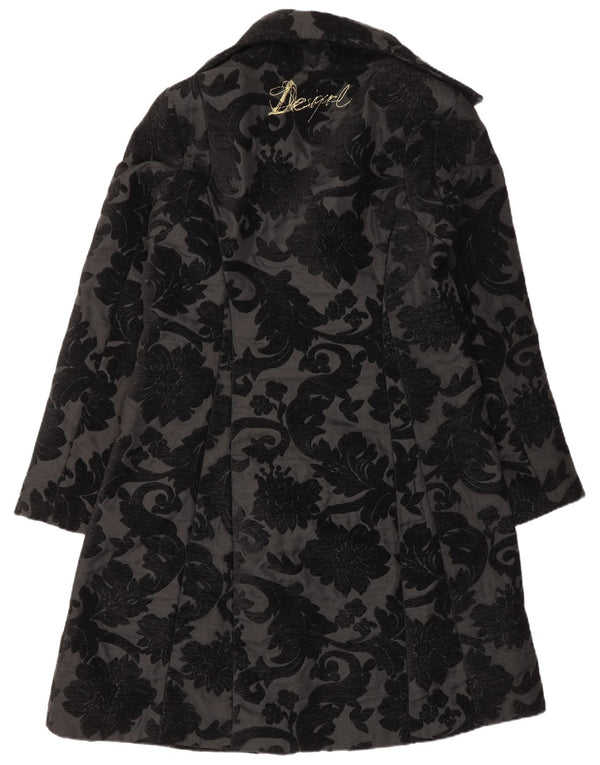 Desigual Womens Regular Fit Overfrakke EU 42 Large Black Floral Modern