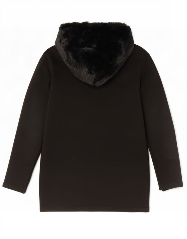 Zara Dame Oversized Zip Neck Hoodie Jumper UK 10 Small Black Polyester