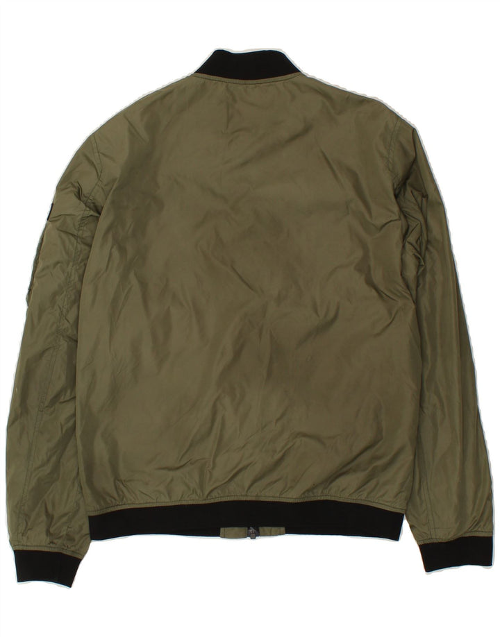 JACK & JONES Mens Bomber Jacket UK 36 Small Khaki Polyester Vintage Jack & Jones and Second-Hand Jack & Jones from Messina Hembry 