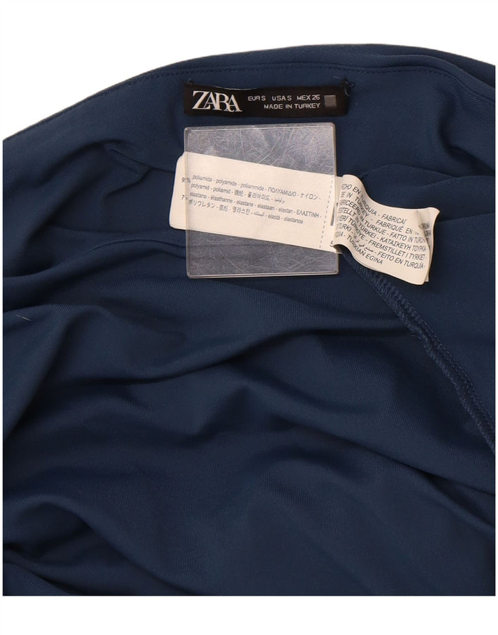 ZARA Womens One Shoulder Bodycon Dress UK 8 Small Navy Blue Polyamide
