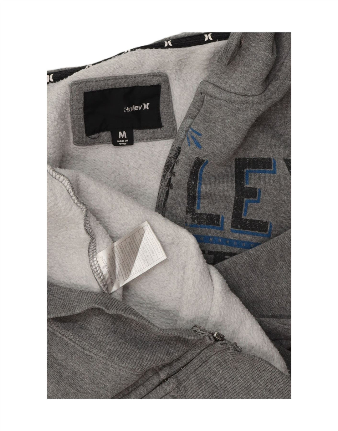 Hurley Herre grafisk hættetrøjetrøje med lynlås mellemgrå flækket polyester