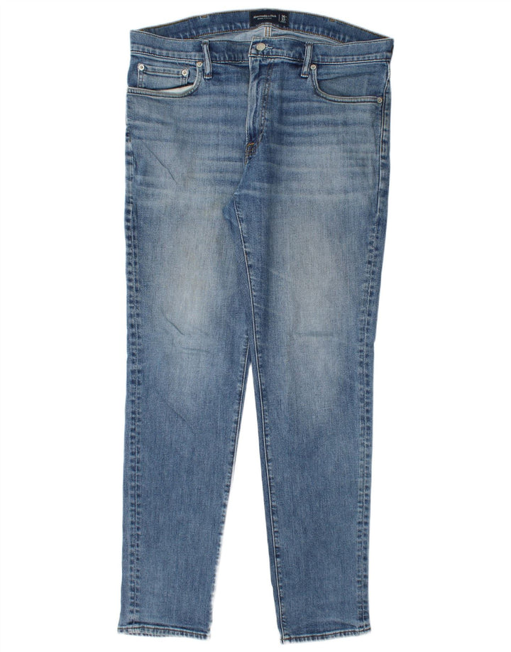 ABERCROMBIE & FITCH Stretch Skinny Jeans til mænd W36 L32 blå bomuld