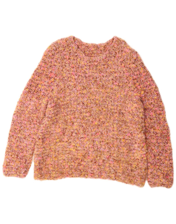 Vintage Dame Boat Neck Jumper Sweater UK 16 Large Pink Flecked