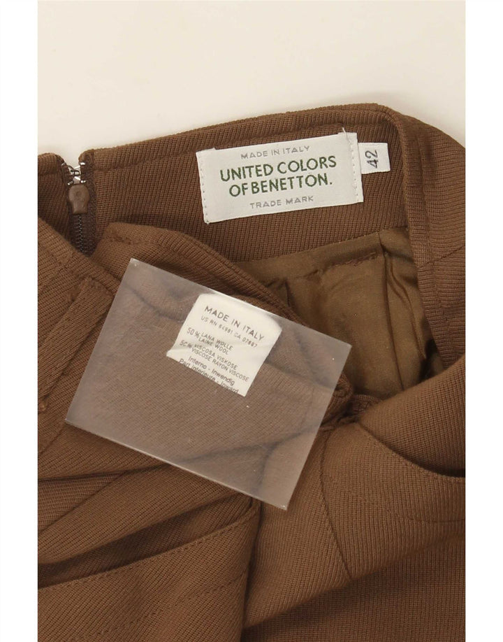 Benetton Dame Pencil Skirt IT 42 Medium W26 Brun Uld