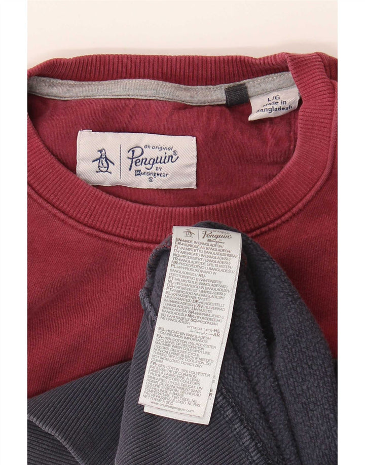 Penguin Herre Sweatshirt Jumper Stor flerfarvet Colourblock Bomuld