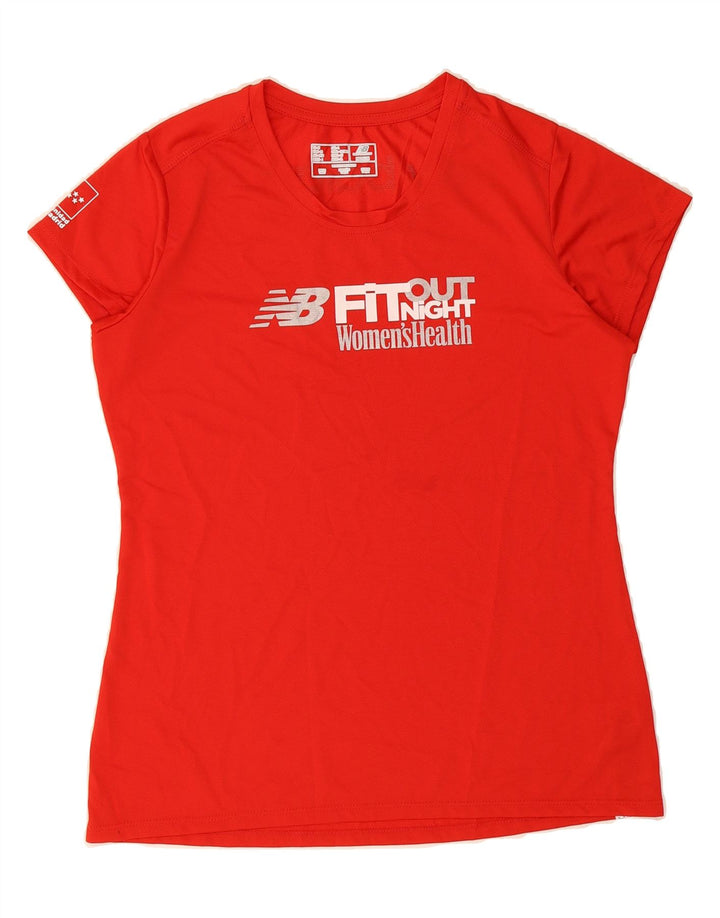 NEW BALANCE Womens Graphic T-Shirt Top UK 14 Medium Red Polyester Vintage New Balance and Second-Hand New Balance from Messina Hembry 