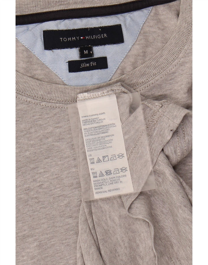 TOMMY HILFIGER Mens Slim Fit Top Long Sleeve Medium Grey Cotton