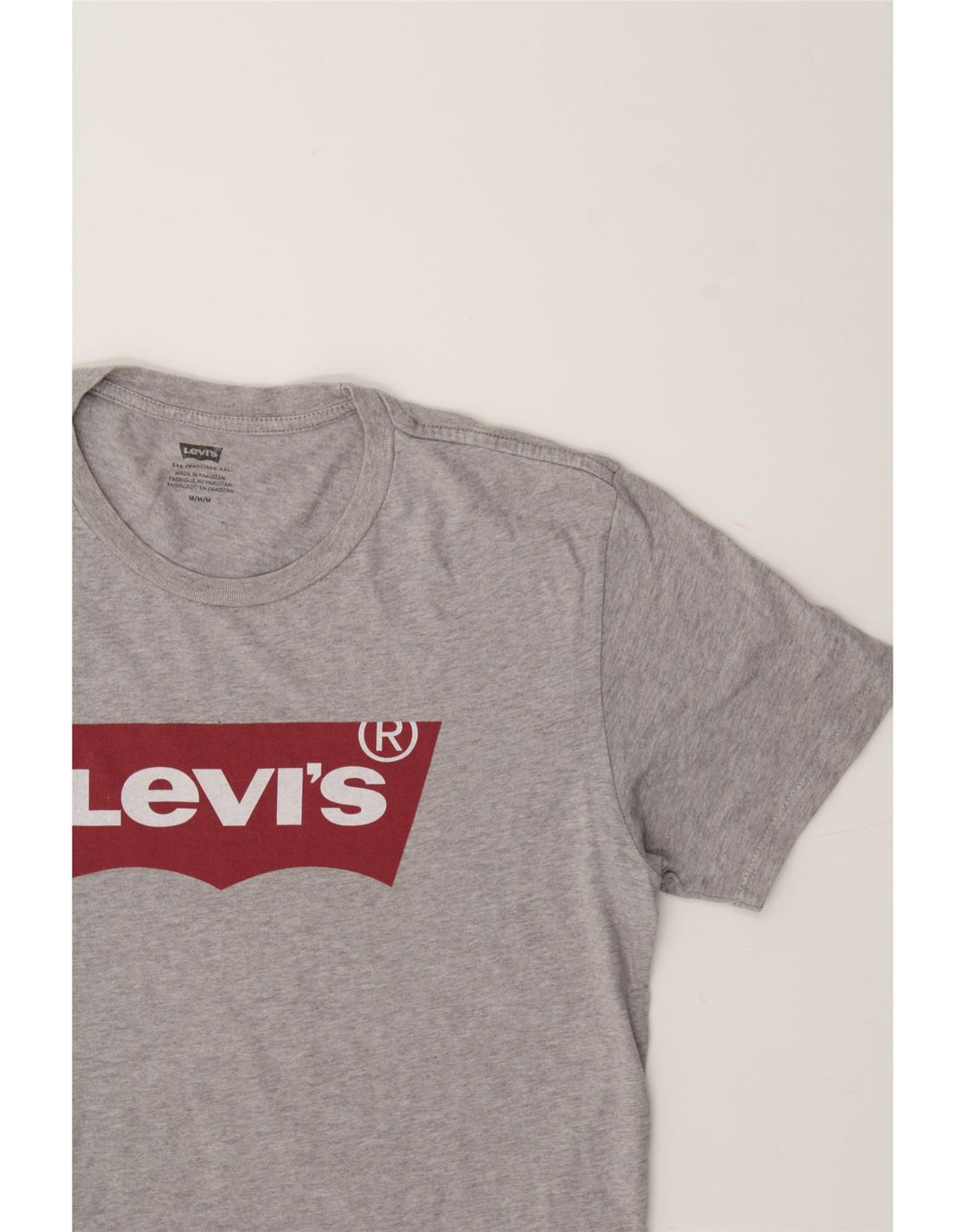 LEVI'S Mens Graphic T-Shirt Top Medium Grey Cotton Vintage Levi's and Second-Hand Levi's from Messina Hembry 