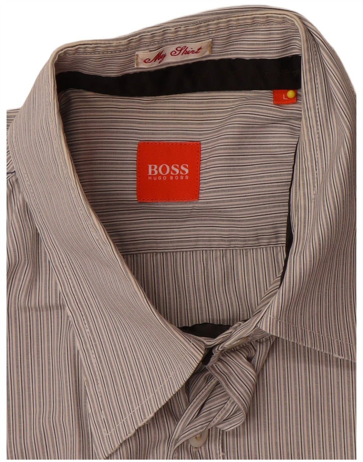 Hugo Boss Herreskjorte Stor gråstribet bomuld