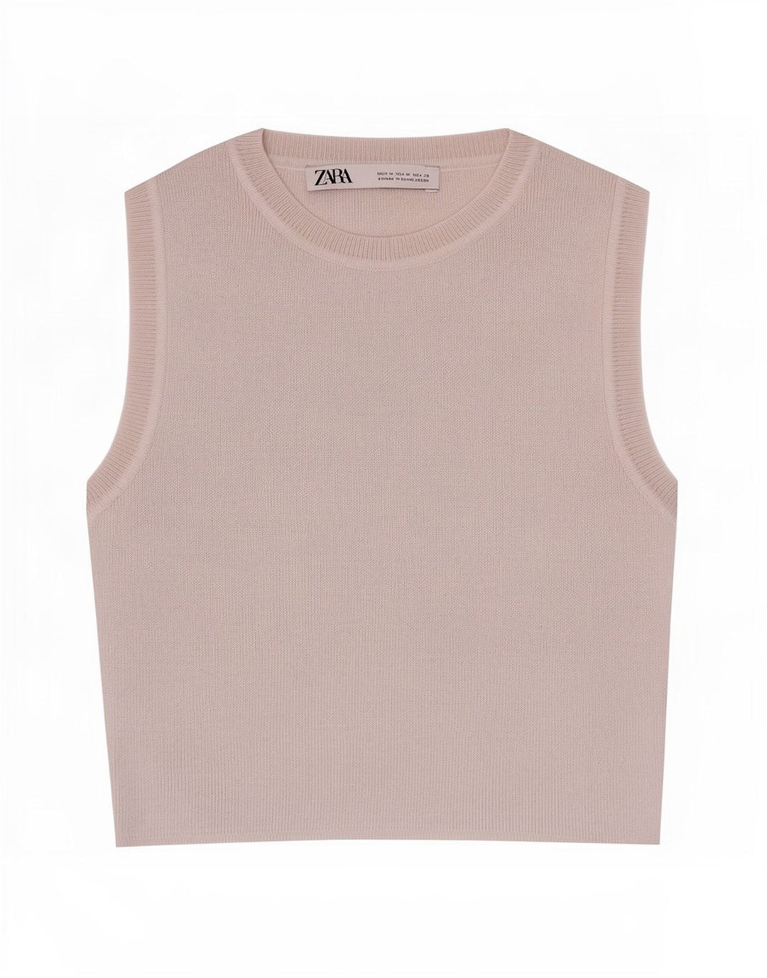 Zara Womens Crop Vest Top UK 12 Medium Beige