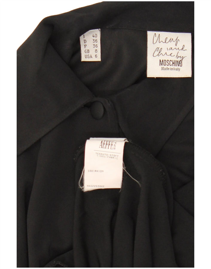 Moschino Dame Se Through Shirt Bluse UK 8 Small Black Rayon